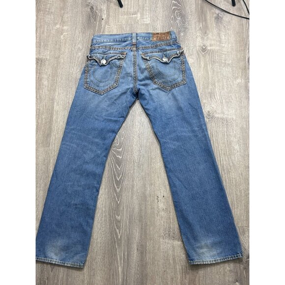 True Religion Jeans  Men's Size 33 Flare Distressed Outdoor Denim Blue - Picture 10 of 10